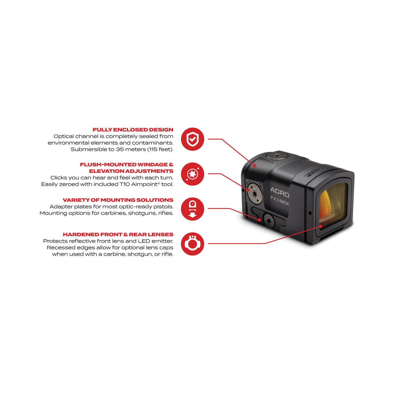 Aimpoint Acro P-2 - Red Dot Reflex Sight - Enclosed